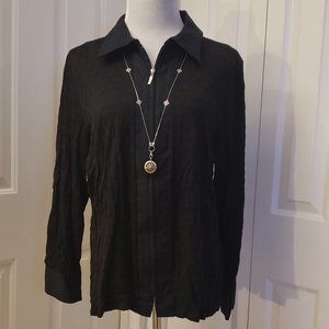 Lane Bryant Black Zip up Collared Blouse